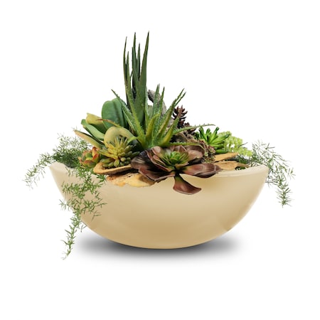 The Outdoor Plus 27 Round Sedona Planter Bowl - GFRC Concrete - Vanilla - OPT-27RP-VAN